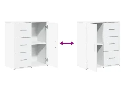 Aparador de madera de ingeniería 2 uds blanco 60x31x70 cm