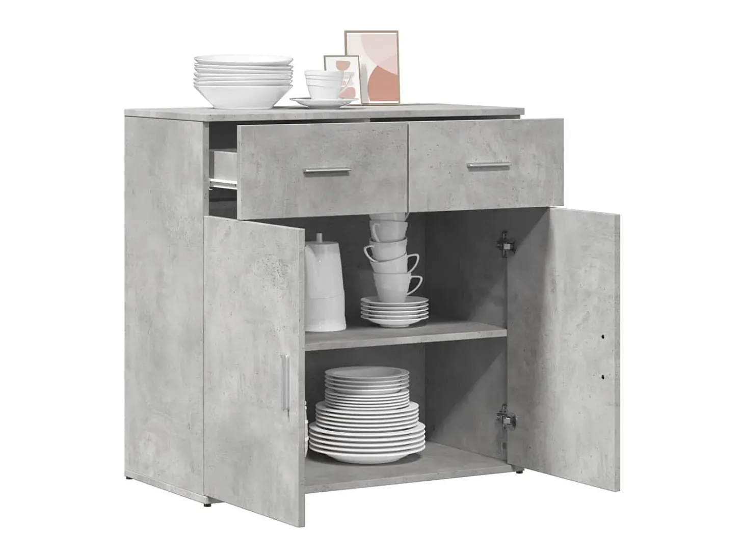 Aparador de madera de ingeniería gris hormigón 79x38x80 cm