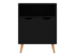 Aparador de madera de ingeniería negro brillo 60x30x72 cm ES73218