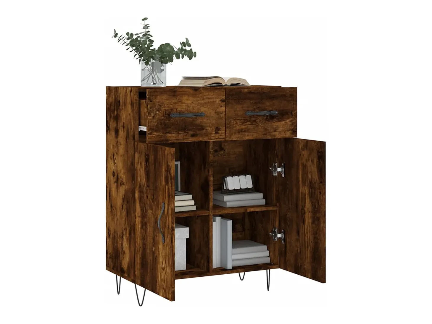 Aparador de madera de ingeniería roble ahumado 69,5x34x90 cm