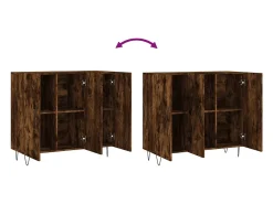 Aparador de madera de ingeniería roble ahumado 90x34x80 cm
