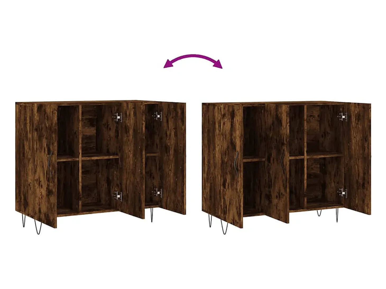 Aparador de madera de ingeniería roble ahumado 90x34x80 cm