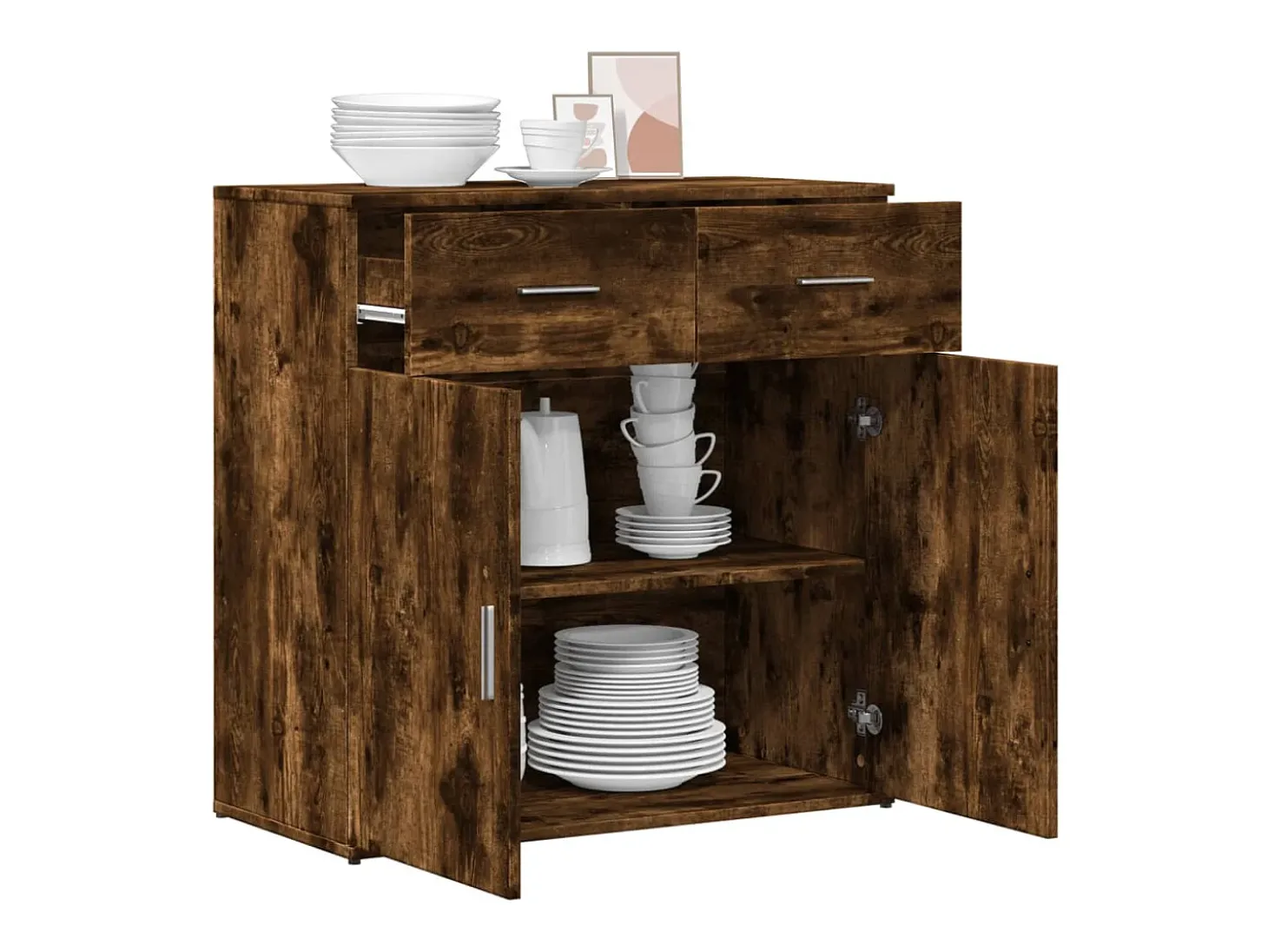 Aparador de madera de ingeniería roble ahumado 79x38x80 cm ES452955