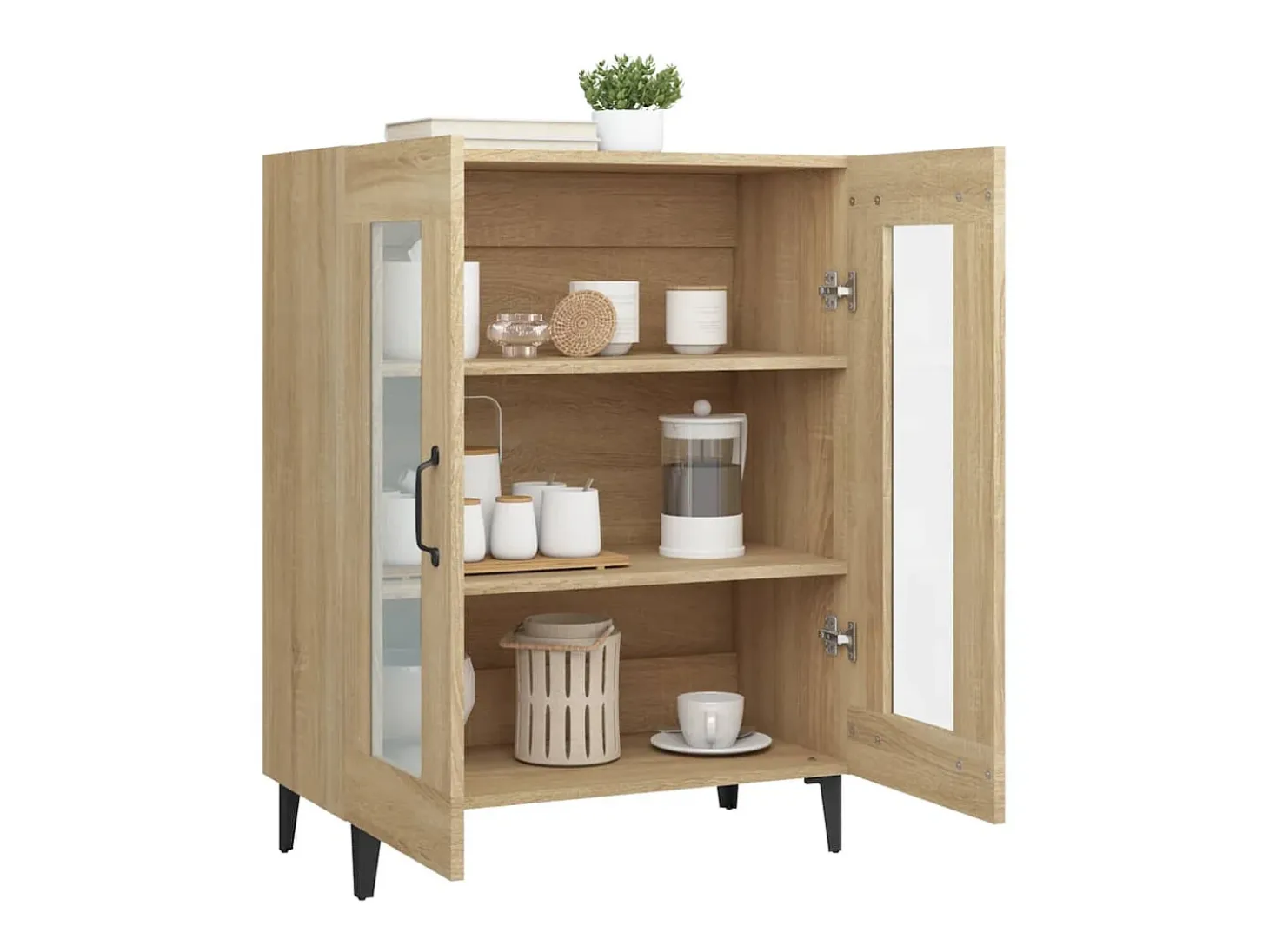 Aparador de madera de ingeniería roble Sonoma 69,5x34x90 cm ES52766