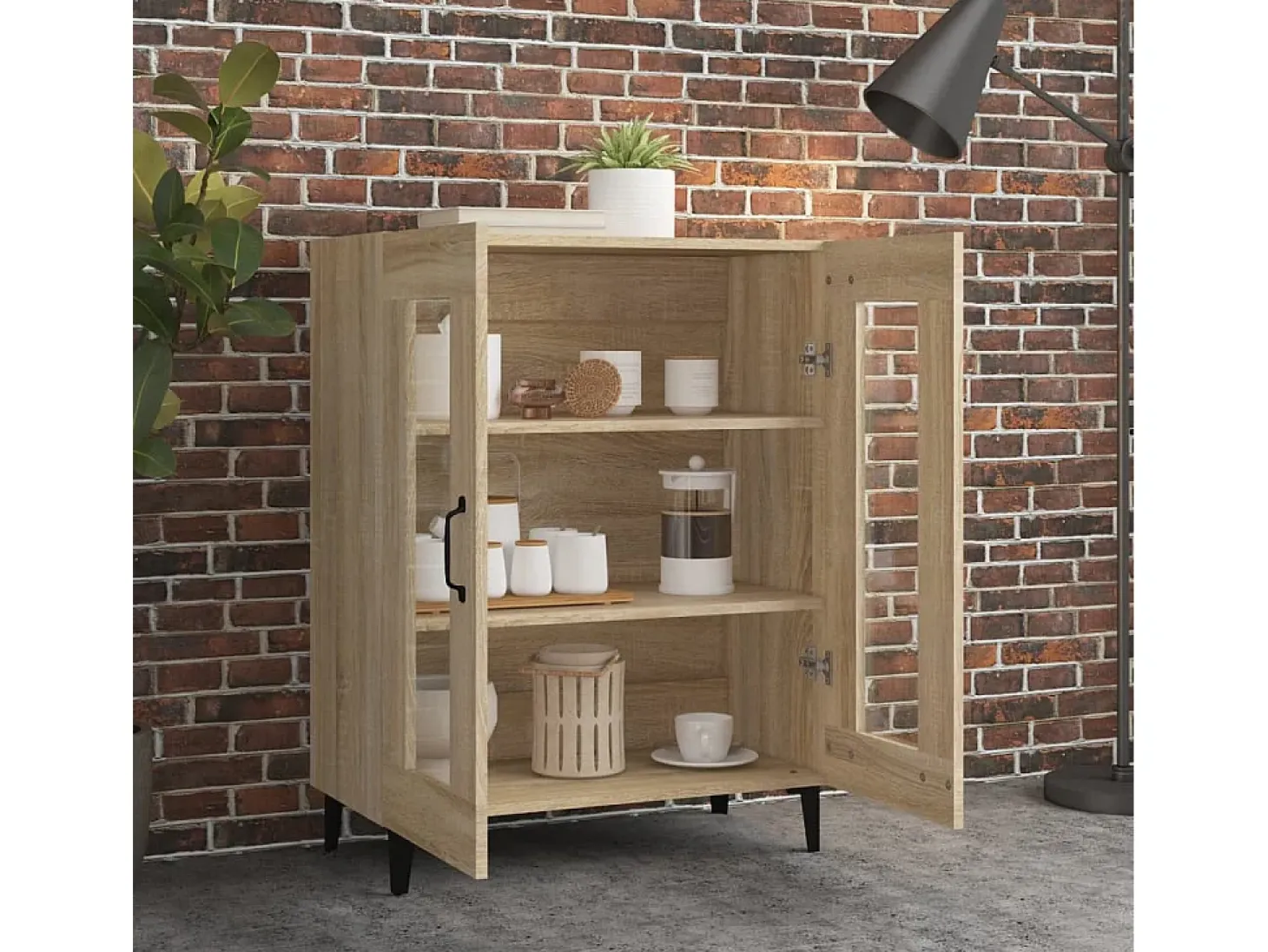 Aparador de madera de ingeniería roble Sonoma 69,5x34x90 cm ES52766