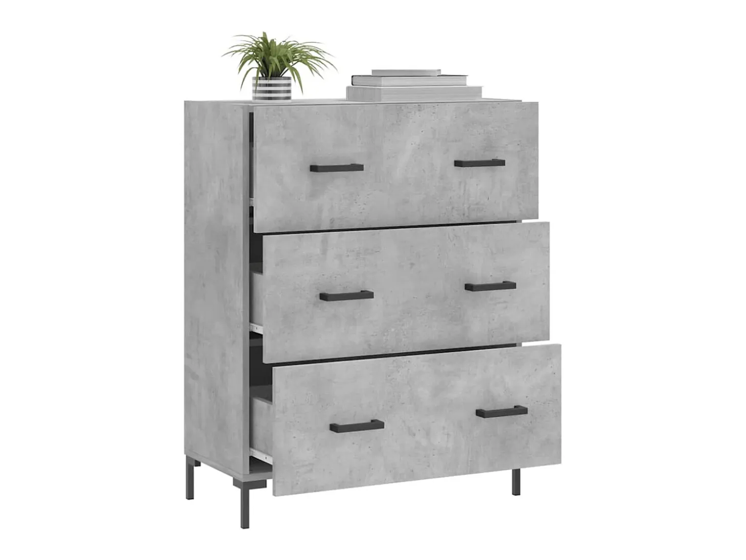 Aparador de madera de ingeniería gris hormigón 69,5x34x90 cm ES23285