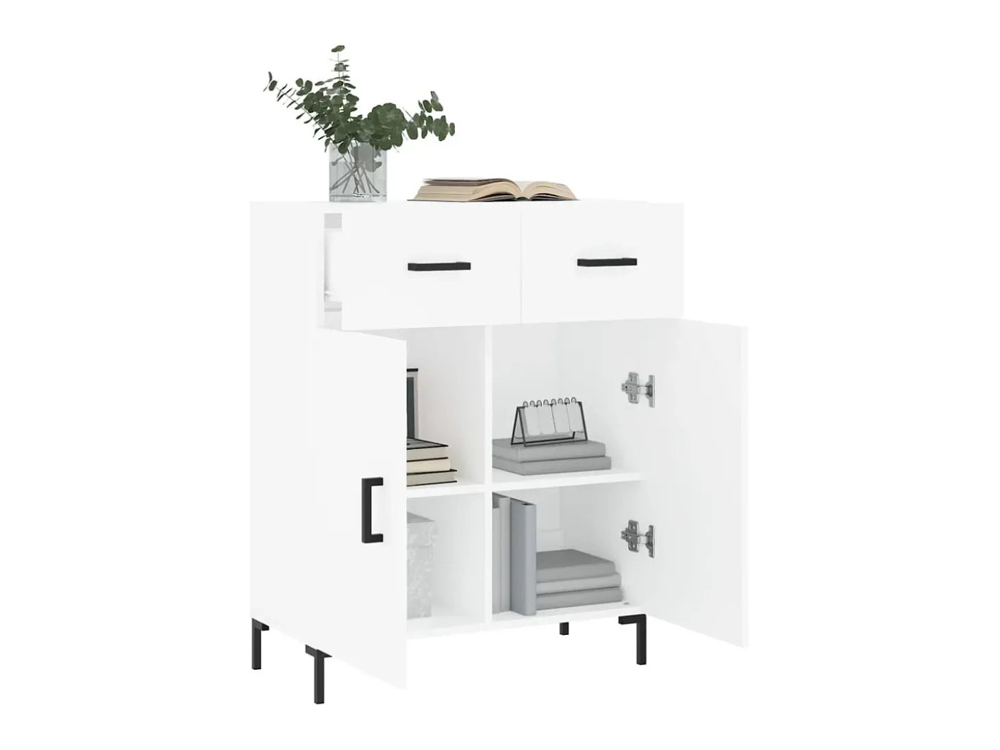 Aparador de madera de ingeniería blanco 69,5x34x90 cm ES78090