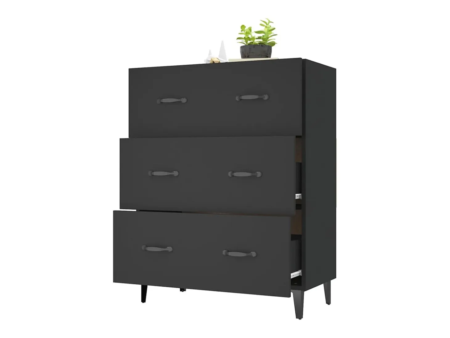 Aparador de madera de ingeniería negro 69,5x34x90 cm