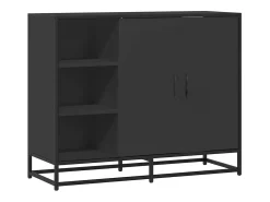 Aparador de madera de ingeniería negro 92x35x76 cm