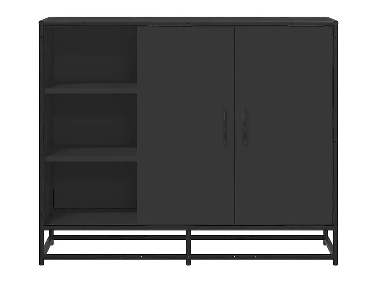 Aparador de madera de ingeniería negro 92x35x76 cm