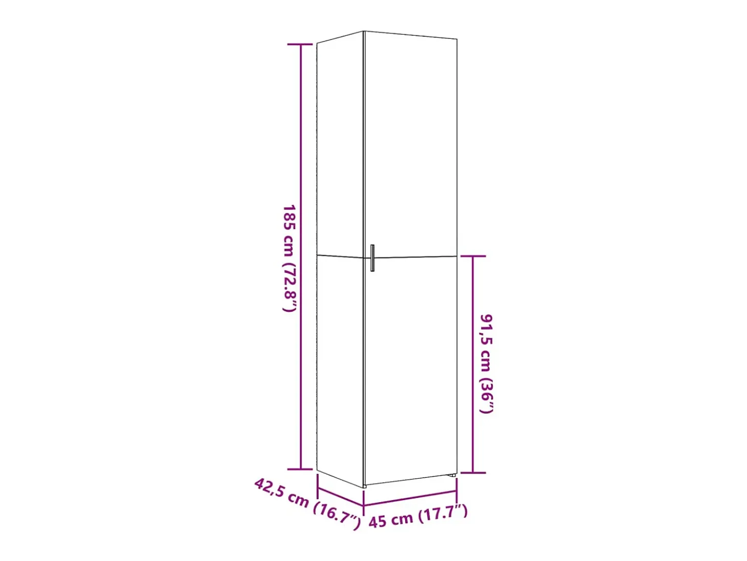 Aparador de madera de ingeniería roble ahumado 45x42,5x185 cm