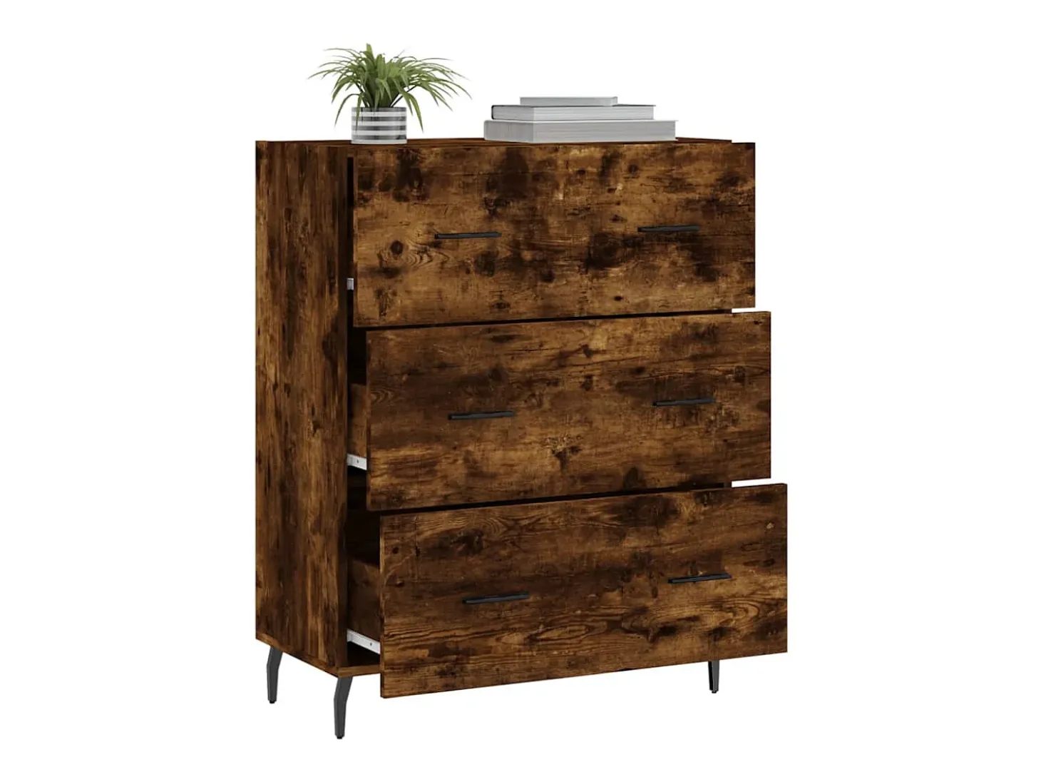 Aparador de madera de ingeniería roble ahumado 69,5x34x90 cm