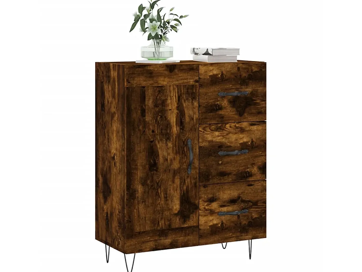 Aparador de madera de ingeniería roble ahumado 69,5x34x90 cm ES36537