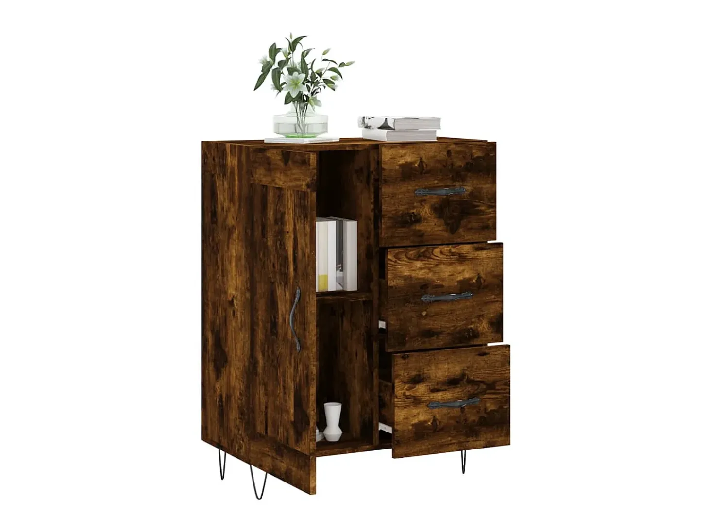Aparador de madera de ingeniería roble ahumado 69,5x34x90 cm ES36537