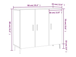 Aparador de madera de ingeniería roble ahumado 90x34x80 cm