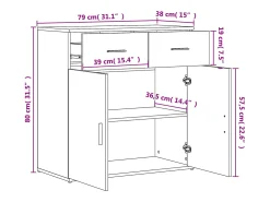 Aparador de madera de ingeniería roble ahumado 79x38x80 cm
