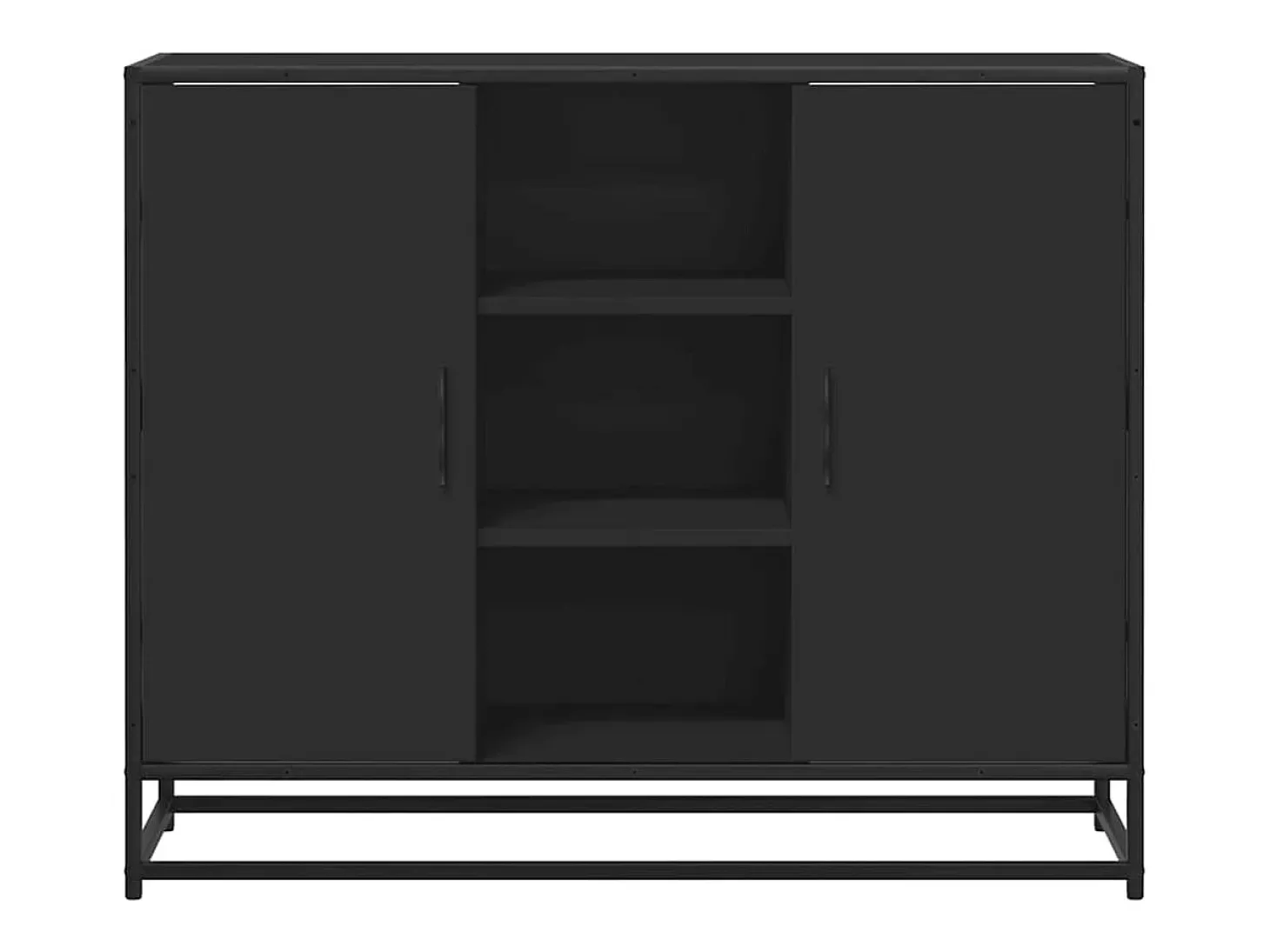 Aparador de madera de ingeniería negro 92x35x76 cm