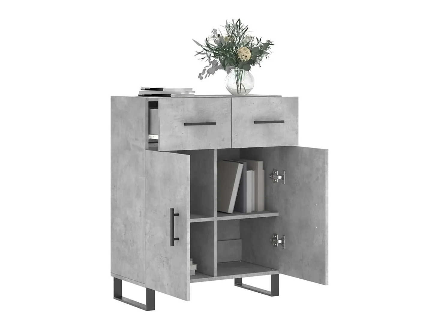 Aparador de madera de ingeniería gris hormigón 69,5x34x90 cm ES59538