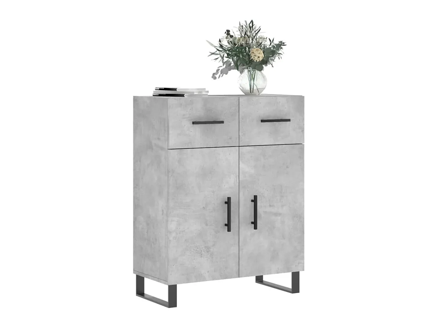 Aparador de madera de ingeniería gris hormigón 69,5x34x90 cm ES59538