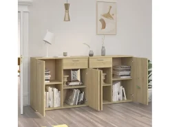 Aparador de madera de ingeniería roble Sonoma 160x36x75 cm
