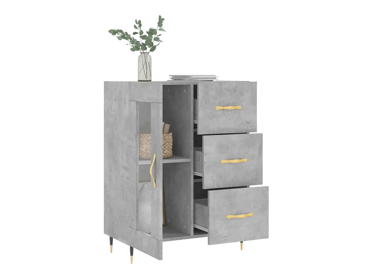 Aparador de madera de ingeniería gris hormigón 69,5x34x90 cm