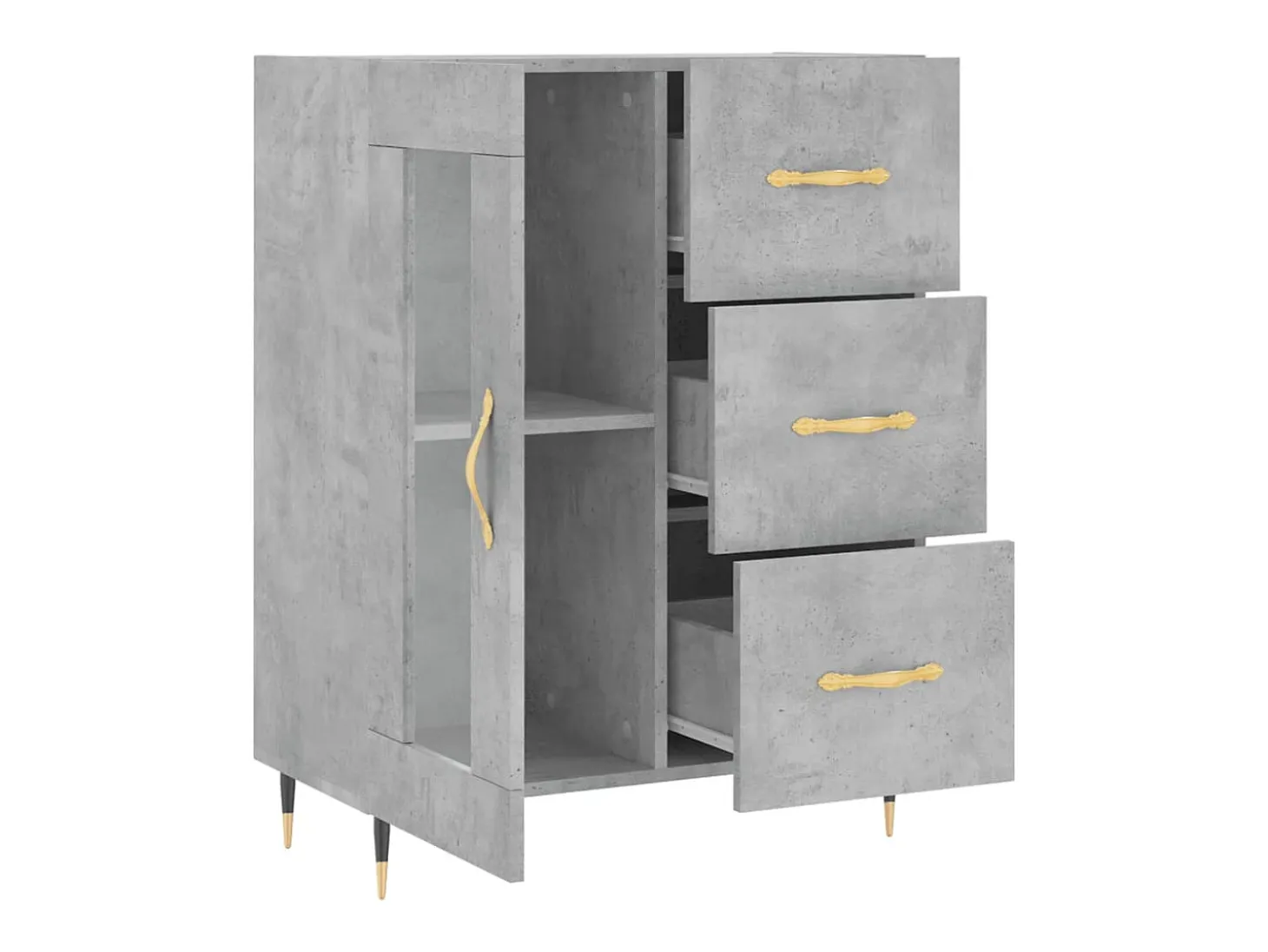 Aparador de madera de ingeniería gris hormigón 69,5x34x90 cm
