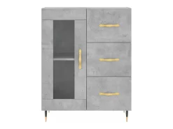 Aparador de madera de ingeniería gris hormigón 69,5x34x90 cm