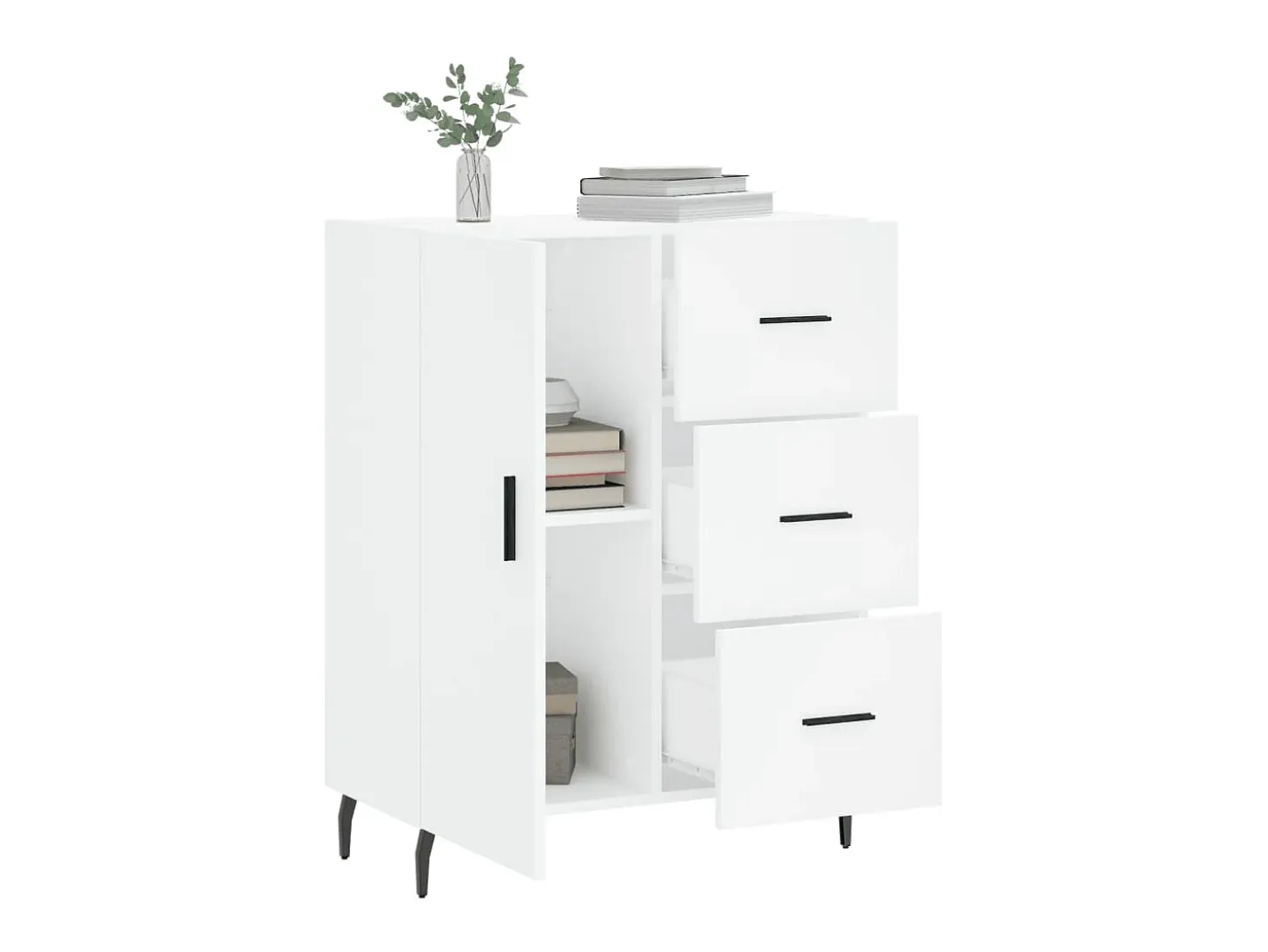 Aparador de madera de ingeniería blanco 69,5x34x90 cm ES18538