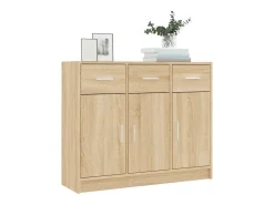 Aparador de madera de ingeniería color roble Sonoma 91x28x75 cm
