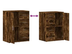 Aparador de madera de ingeniería roble ahumado 59x39x80 cm