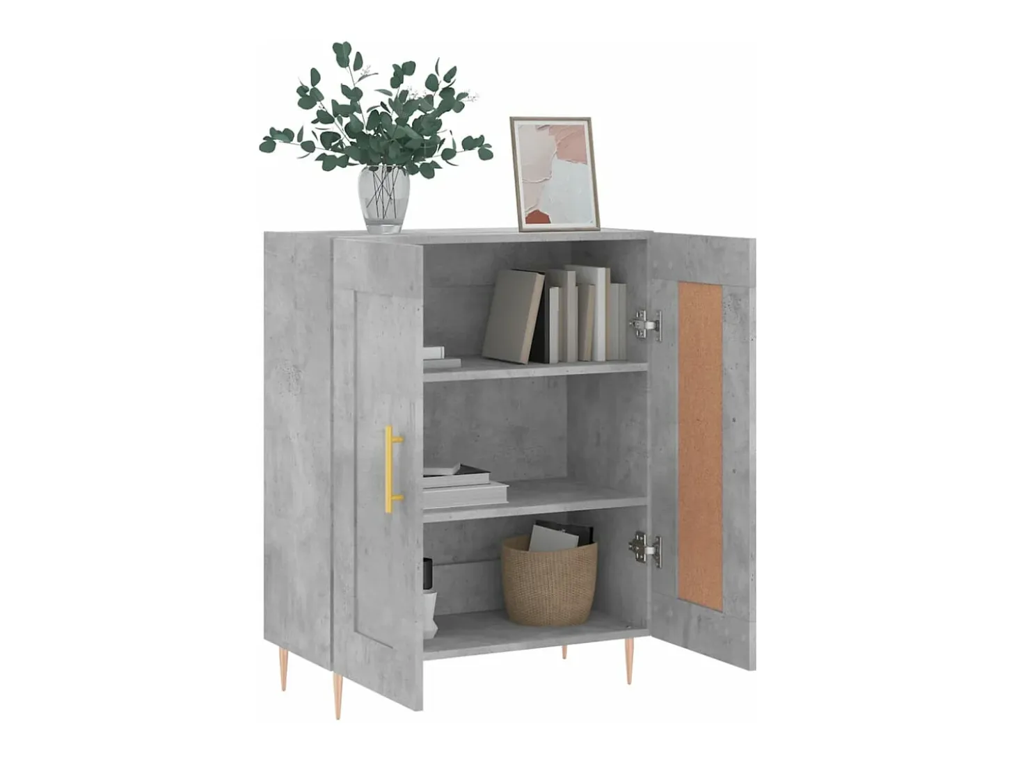 Aparador de madera de ingeniería gris hormigón 69,5x34x90 cm