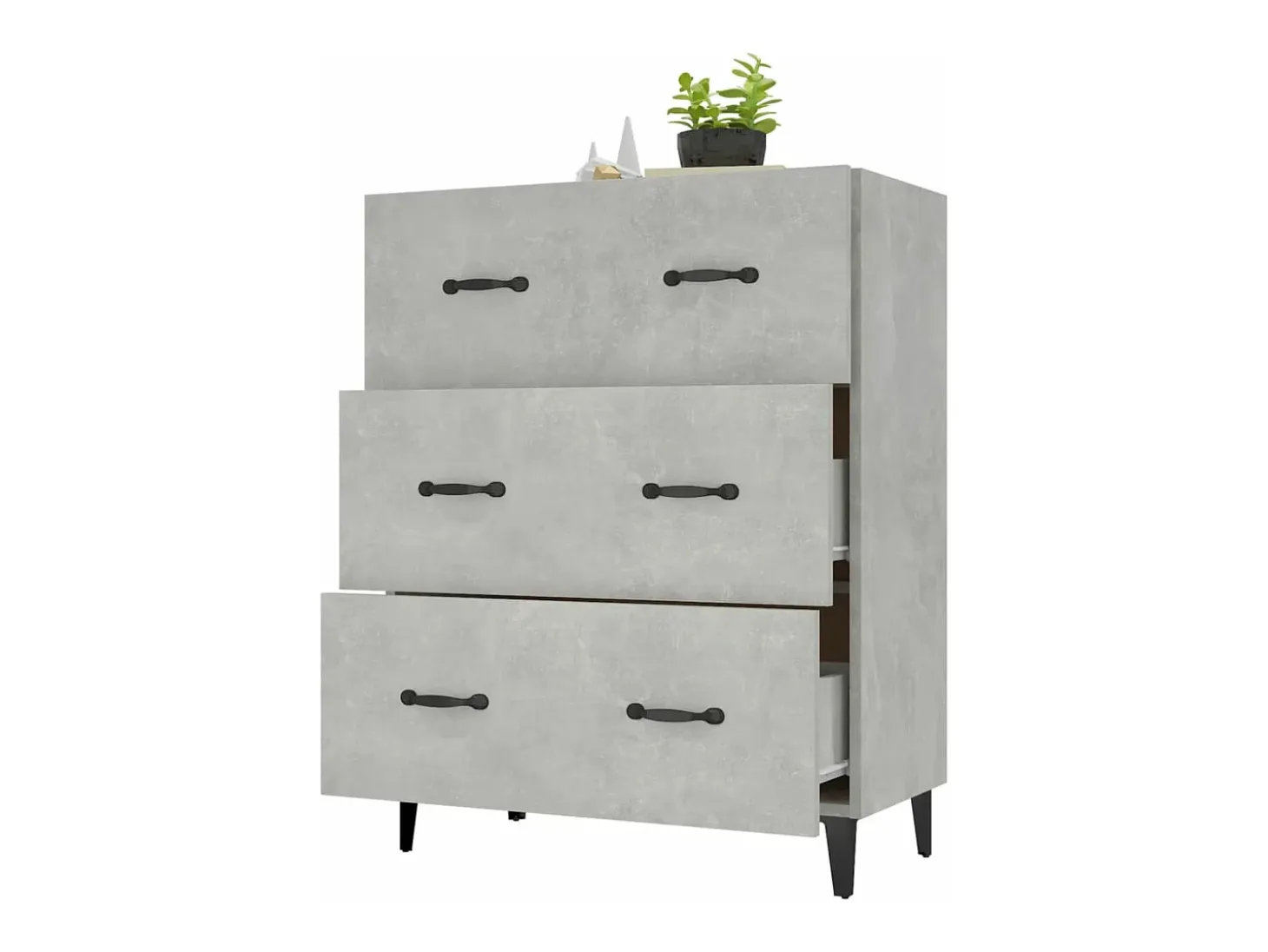 Aparador de madera de ingeniería gris hormigón 69,5x34x90 cm