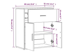 Aparador de madera de ingeniería roble ahumado 60x31x70 cm