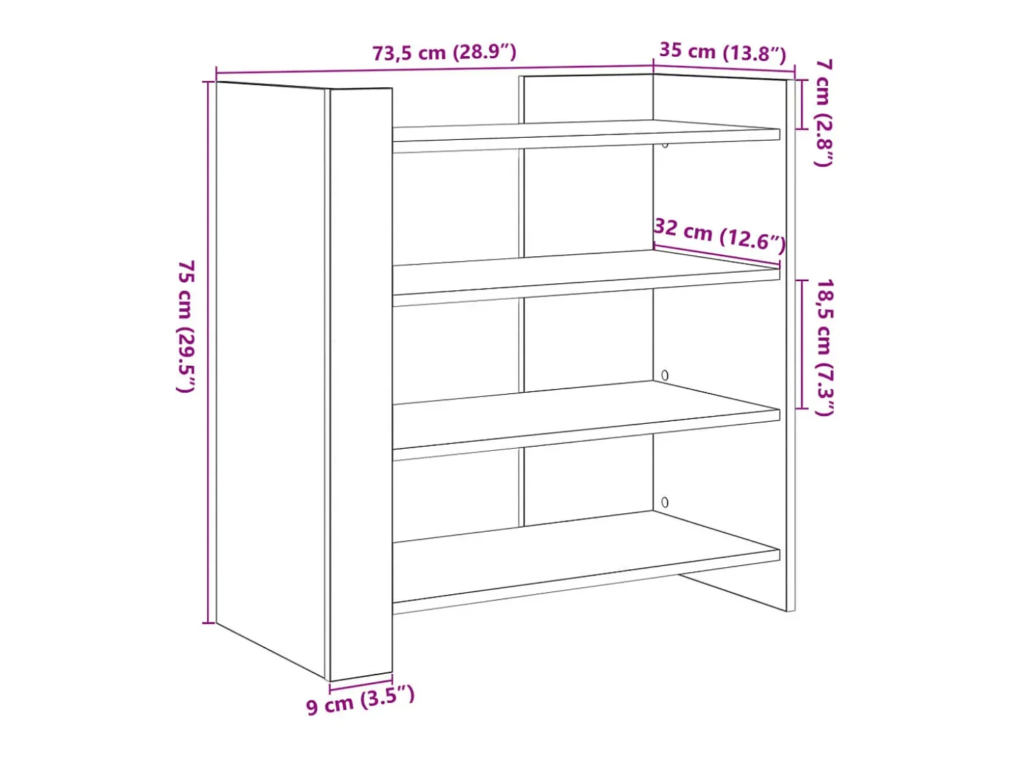 Aparador de madera de ingeniería marrón roble 73,5x35x75 cm
