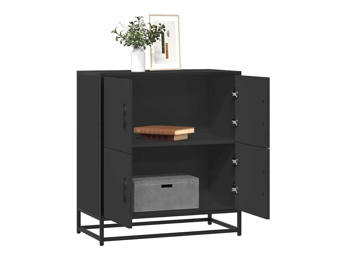 Aparador de madera de ingeniería negro 68x35x76 cm
