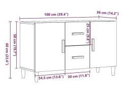 Aparador de madera de ingeniería envejecida 100x36x60 cm