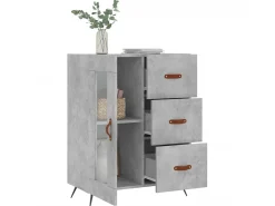 Aparador de madera de ingeniería gris hormigón 69,5x34x90 cm ES62104