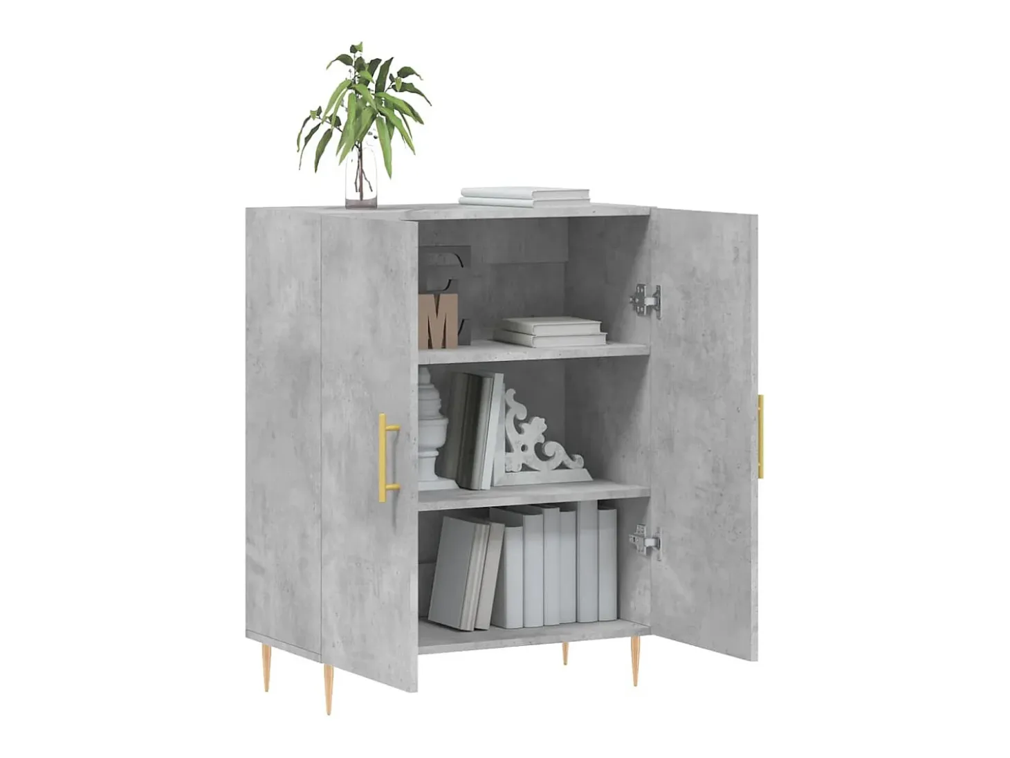 Aparador de madera de ingeniería gris hormigón 69,5x34x90 cm