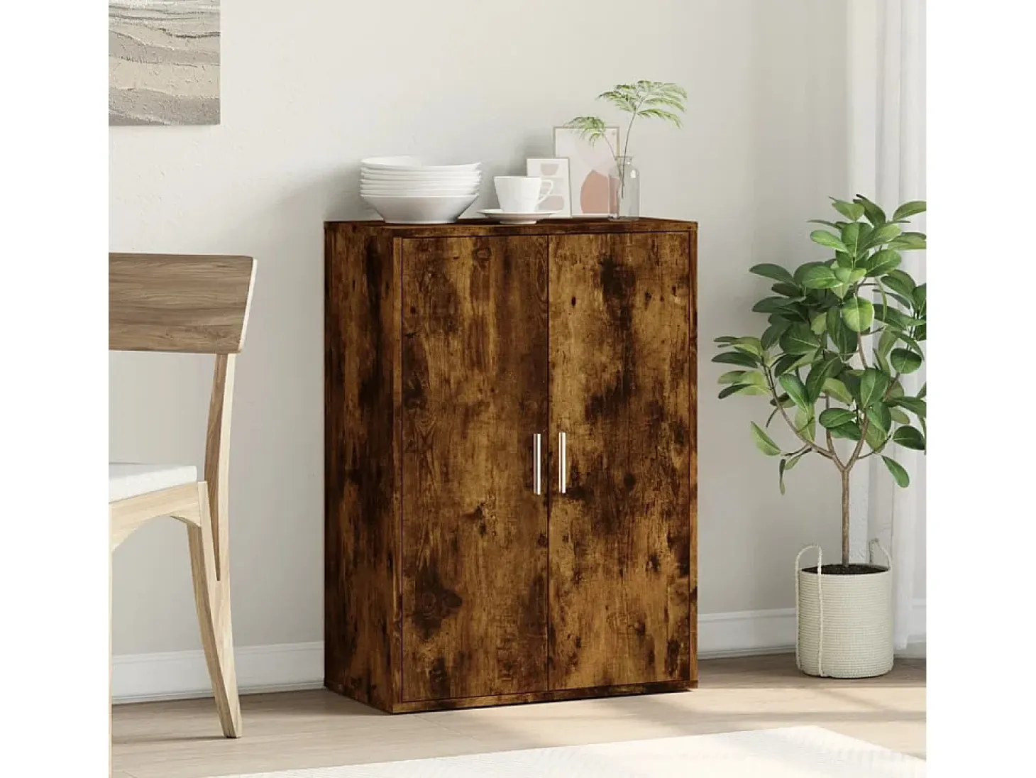 Aparador de madera de ingeniería roble ahumado 60x31x84 cm ES376722