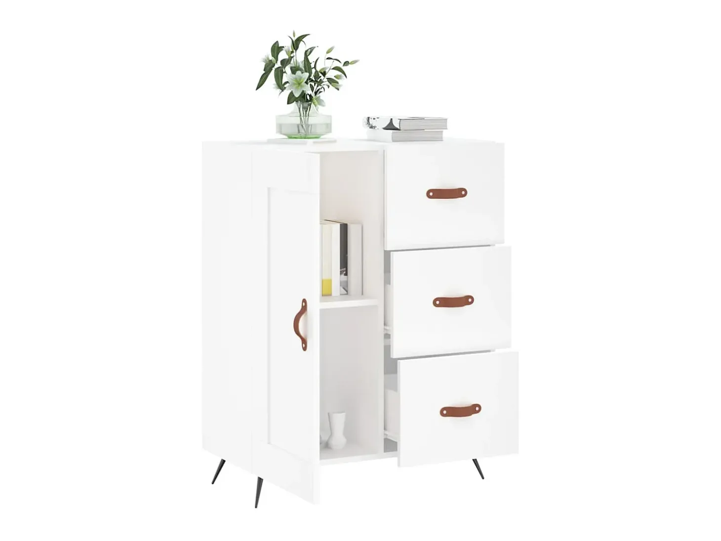 Aparador de madera de ingeniería blanco 69,5x34x90 cm ES37170
