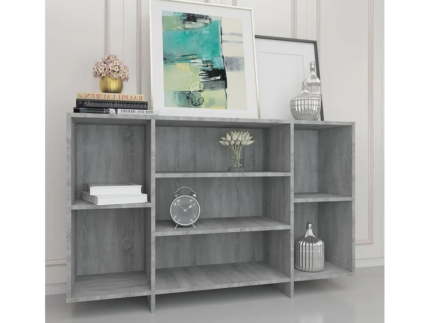 Aparador de madera de ingeniería gris Sonoma 120x30x75 cm ES17195