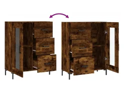 Aparador de madera de ingeniería roble ahumado 69,5x34x90 cm