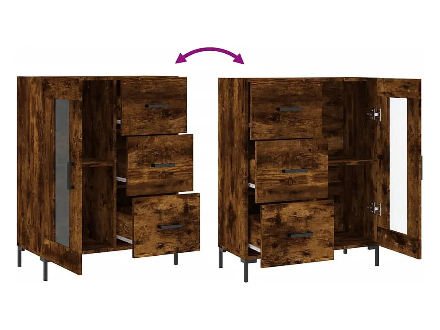 Aparador de madera de ingeniería roble ahumado 69,5x34x90 cm