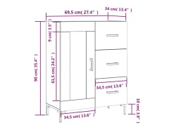 Aparador de madera de ingeniería roble ahumado 69,5x34x90 cm