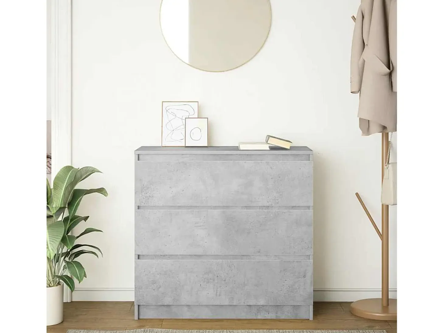 Aparador de madera de ingeniería gris hormigón 80x35x76 cm
