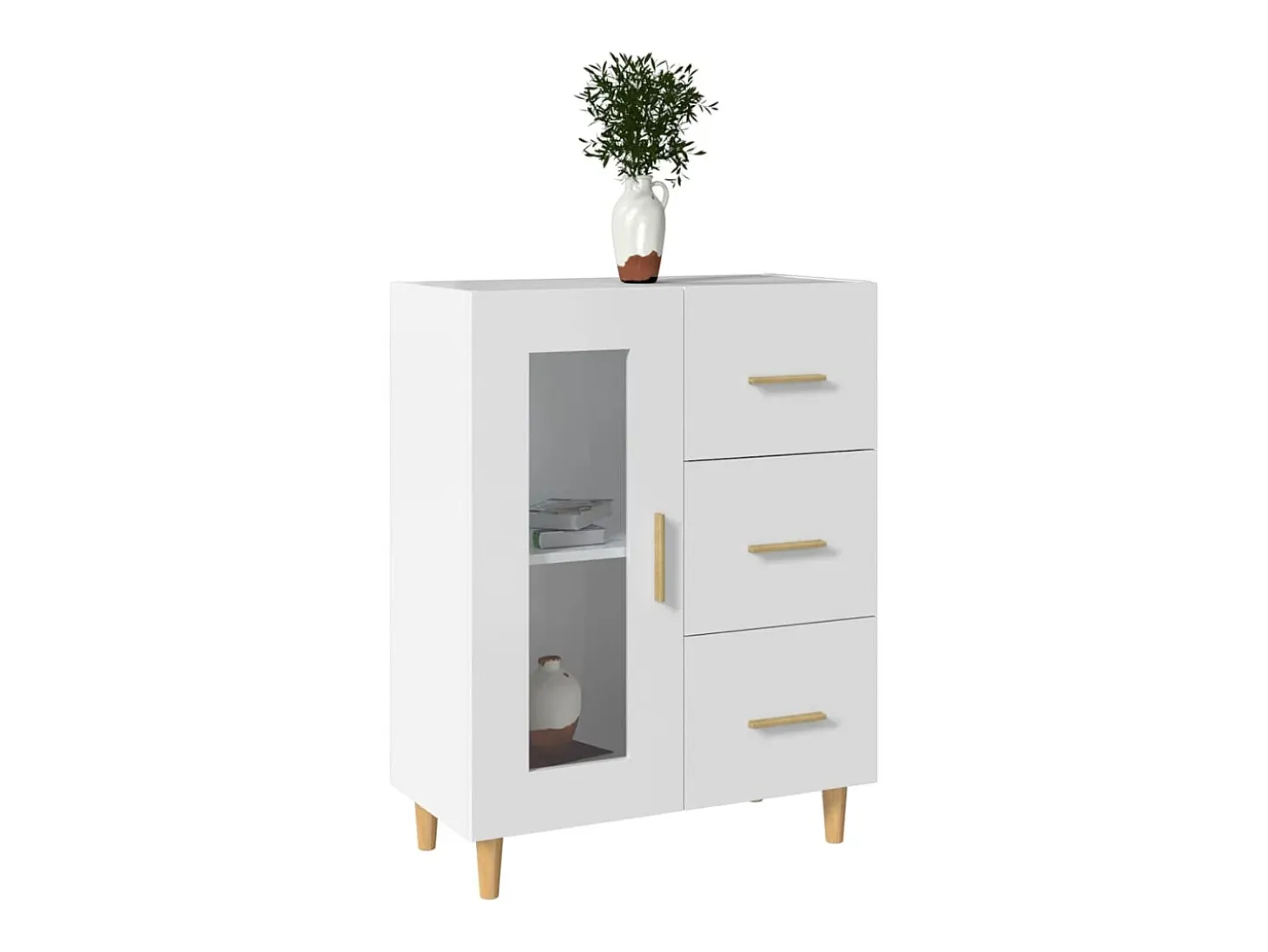 Aparador de madera de ingeniería blanco 69,5x34x90 cm ES27447