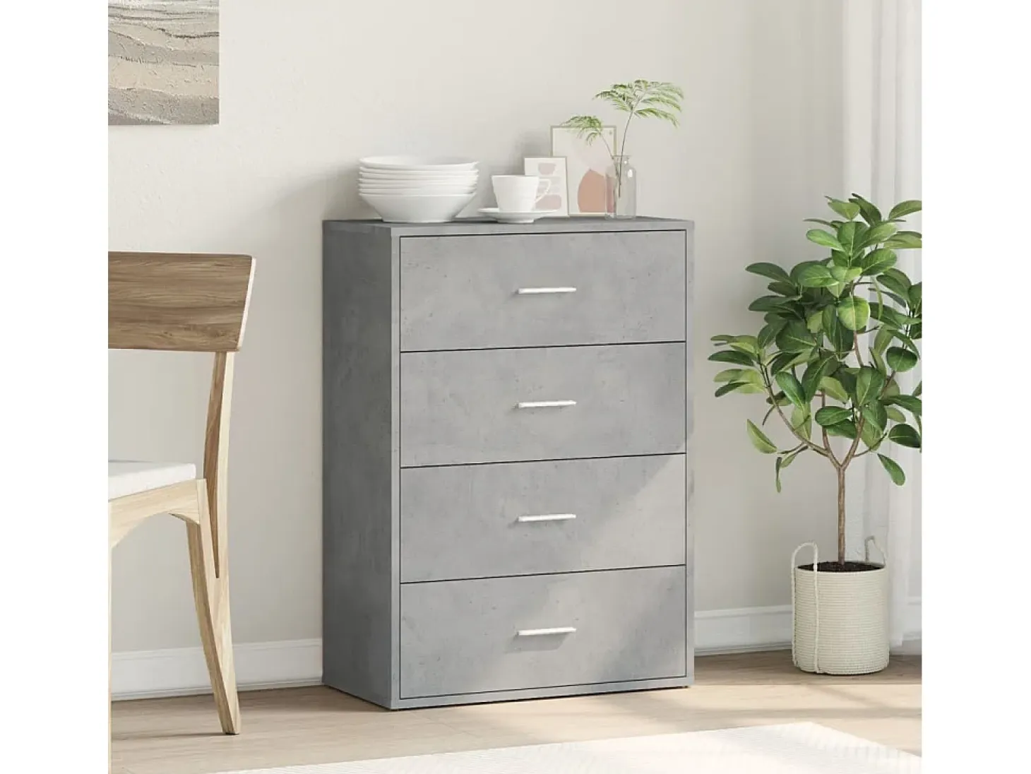 Aparador de madera de ingeniería gris hormigón 60x31x84 cm ES240088