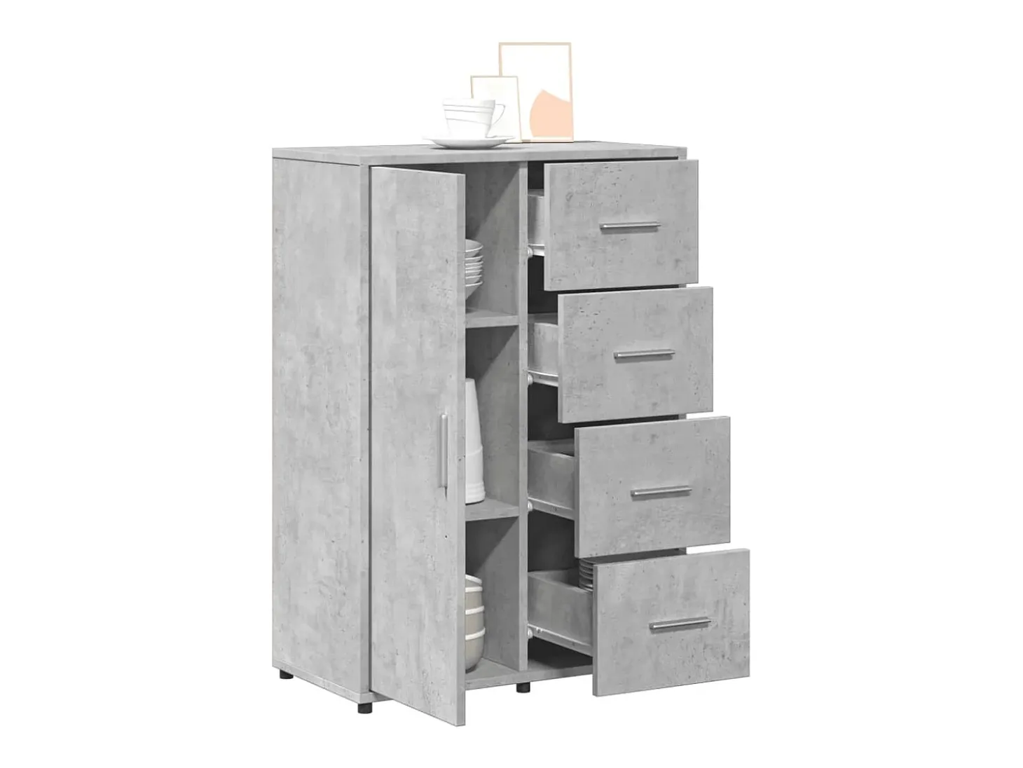 Aparador de madera de ingeniería gris hormigón 60x31x84 cm