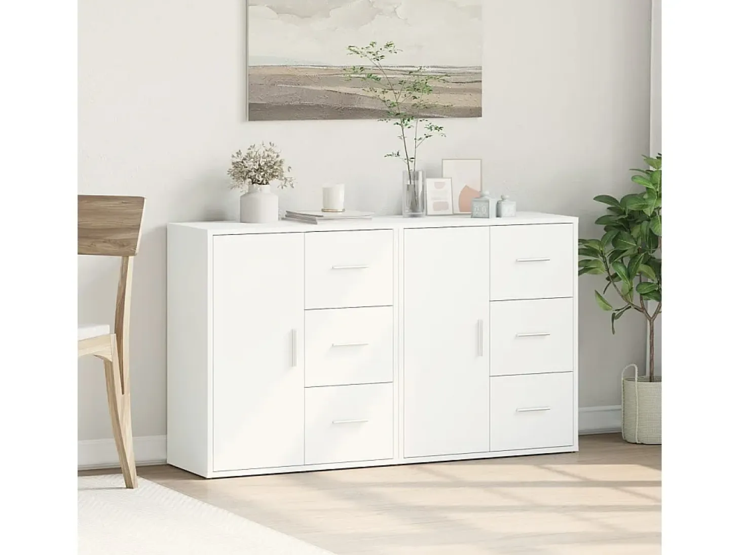 Aparador de madera de ingeniería 2 uds blanco 60x31x70 cm ES893566