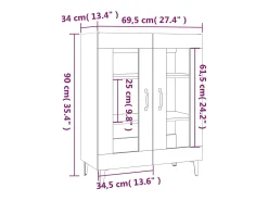 Aparador de madera de ingeniería blanco 69,5x34x90 cm